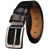 HIKOO DAILY 130 140 150 160 170 centimetri Vera Mucca Cinture di Cuoio Genuino per l'Uomo Plus Long Size Pin Buckle Cintura Cinghia, Nero , 150cm(waist130-135cm