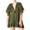 PANASIAM Dress Tiedye Style, Olive Green Yellow, M