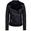 Infinity Leather Giacca da Motociclista in Pelle di Pecora Shearling Nera da Donna S