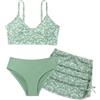 SEAUR Bikini da bambina con gonna, 3 pezzi, costume da bagno imbottito, per adolescenti, alla moda, stampato, costume da bagno per bambini, 120-170 cm