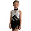 Moggemol Abito Danza Latino Americano Bambina Vestito Ballo Latino Bambina Pettini Abito da Ballo Americano Tango Vestito da Danza Latina Bianco 11-12 Anni