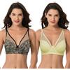 Curve Muse Donna Taglie Forti Reggiseno Minimizer Non Imbottito con Ferretto Cobertura Completa-Confezione da 2-Giallo,Nero/Grigio-3F