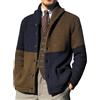 Generic Cardigan da uomo a maniche lunghe in maglia a blocchi di colore con bottoni sul davanti aperto giacca maglione per gli uomini, Blu 1, XL