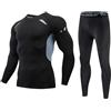 Fulidngzg Tuta Termica Uomo in Pile 2 Pezzi Biancheria Compressione Asciugatura Rapida con Maglia Manica Lunga e Pantaloni Intimo Termico Sci Invernale Completo Palestra per Running Ciclismo Moto Calcio Corsa