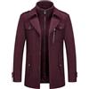 KUDORO Cappotto da Uomo in Lana Corto Invernale Casual e Business Regular Fit Spesso con Colletto Interno Rimovibile Parka Trench Coat(Vino rosso1,S)