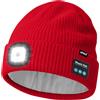 ATNKE LED Bluetooth Cappello con Luce,USB Ricaricabile 4 LED Senza Fili Musicale Altoparlante Corsa Cappello Invernale Calda Maglia Berretto con Pile Foderato Regali per Uomo e Donna/Red