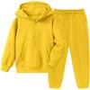 Generic Set di felpe con cappuccio in pile con mezza cerniera per bambini 2 pezzi tinta unita caldo maglione felpe joggers pantaloni della tuta tute ragazzi ragazze manica lunga morbida felpa con cappuccio
