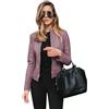 TYQQU Donna Giacca Moto Biker Autunno Manica Lunga in Pelle Slim Giacca in Pelle Morbida Viola M
