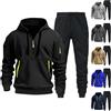Generico Tuta Uomo Completa Invernale Felpa Con Cappuccio E Pantaloni Tuta Termica Uomo Con Zip Completo Palestra Cotone