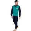 GIVOVA Pigiama Lungo Maschile in Caldo Cotone, Tuta Homewear Uomo da Casa, Vari Modelli (IT, Testo, L, Regular, Regular, GI590-Verde/Blu)