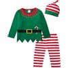 MOMBEBE COSLAND Baby Christmas Elf Outfits Abbigliamento Set Tops + Pantaloni + Cappello, 0 Mese-3 Anni