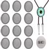 PH PandaHall 12 fermagli per cravatte a bolo, vuoti, chiusura a scorrimento, ovali, clip vintage cabochon impostazioni, risultati per 30 x 40 mm, intarsio per la creazione di gioielli, festa del papà