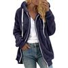 Generico Pail Donna Felpa Lunga Donna Giacca Montagna Maglione con Cappuccio Tinta Unita da Taglie Forti in Caldo Pile di Lana con Cerniera. Felpa Pile Zip Black XXL