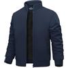 Xnova Giubbotto Invernale Uomo Leggero Giacca Bomber Uomo Militare Impermeabile Caldo Giubbino in Pile Antivento Casual Jacket Giubbotto da Lavoro con Zip e Tasche, Blu Navy, XXL