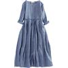 Generico Vestito Lungo Donna in Cotone e Lino Abiti Lunghi Abito Casual da con Scollo Tondo a Doppio Orlo Fluido Vestiti Estivo Elegante #0320Y