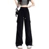 Skateboard Frog Y2K Baggy Cargo Pantaloni Donna Tasche Laterali per Danza | Pantaloni casual baggy donna Y2K Hip Hop con tasche laterali grandi fascia Vita Alta elastica coulisse streetwear americano