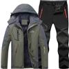 Genérico Tuta Termica da Uomo, Completo Invernale con Cappuccio, Tuta da Pesca, Tuta da Sci Impermeabile, Giacca e Pantaloni Antivento, Giubbotto da Neve Caldo, Nero , L