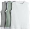 THE SET Donne Confezione da 3 canotte doppio strato Light Grey/Pale Khaki/White M