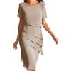 Generic Vestito Donna Estivo Abiti Elegante Orlo a Volant Boho Curvy Leggera Elasticizzata Vestiti Maniche Corte Abito da Camicia Casual Tinta Unita Lungo Spiaggia e Vacanza per Mare, Estate