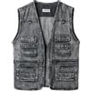 Yukirtiq Gilet di Jeans da Uomo Multitasche Giacca Jeans Senza Maniche Retro Vintage Gilet Denim Smanicato Jeans
