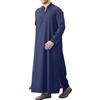 LVCBL Caftano da uomo a maniche lunghe Thobe con tasche, vestibilità universale M-3XL, Blu, XL