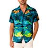 King Kameha Camicia Hawaiana Uomo Maniche Corte - Camicia Uomo Estiva con Stampa Navigare, Camicie Hawaiane da Navigare Leggera e Facile da Lavare - Surf, Petrol Green, 4XL