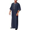 RUMAOZIA Abbigliamento medievale Uomo Cotone Lino Robe Manica Corta Lungo Arabi Uomini Abbigliamento Camicia Da Notte Oversize Musulmana Preghiera Abbigliamento Islamico Leggero Elegante Caftano