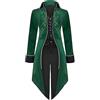 FASLOLSDP Giacca da uomo medievale steampunk, cappotto gotico frack, rinascimentale retrò vittoriana da cortile ricamato, Halloween pirata vampiro costumi cosplay per uomini, verde, M