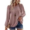 TUUHAW Maglia Donna Autunno Camicia Boho Taglie Forti in Pizzo Casual Rosa 2XL