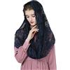 BEAUTELICATE Velo di Pizzo da Chiesa Donna Cattolica Mantilla Sciarpa Copricapo Foulard Velo Muliebre per Chiesa Messa In Latino Nero Blu V115 (Infinito - Blu Navy)