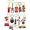 Generic Set di portachiavi souvenir di Londra, motivo: Union Jack e Londra, in metallo, 12 pezzi, Mix, taglia unica