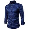 Allthemen Camicia da Uomo con Motivo Cachemire in Seta Jacquard per Abito da Uomo a Maniche Lunghe con Bottoni e Colletto Blu Navy XXL