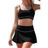 SHEKINI Costume da bagno da donna con scollo a U, a vita alta