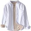 GUOCU Uomo Camicia Casual Calda inverno Camicia Giacca Spessa Senza Colletto Foderata in pile Imbottita Bottone a maniche lunghe Camicia Casual Camicia in flanella Tinta unita Bianco L