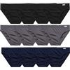 SNELLY Mutande Uomo Slip 100% Cotone Pacco da 6-9-12 Pezzi Bianco o 6-12 Colori Assortiti (Nero, Blu, Grigio) Con Fianco Basso ed Elastico Interno U311C Intimo Pratico Comodo e di Marca