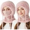 Gienslru Berretto 3 in 1 da donna, Averageon Women's Outdoor Windproof Scarf Hat Balaclava, con fodera in pile, per donne e attività all'aria aperta, Rosa-B., Taglia unica