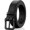 ITAY Belts ITAY Cintura Pelle Nero Senza Metallo - 35/90 - Fibbia Prive di Nichel Ipoallergenica e Non Rilevabile Attraverso i Metal Detector