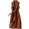IQYU Giacca da donna giacca di transizione elegante gilet da donna lungo gilet invernale giacca di lana classica con cintura calda giacca invernale senza maniche caldo cappotto invernale gilet senza