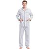 Amaxer Pigiama Cotone Uomo Lungo 100% Flanella Invernale Indumenti da Notte Top a Manica Lunga con Tasche Pantaloni con Coulisse,Blue Box L