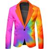 Rrongwn Giacche Da Uomo Arcobaleno Funky Suit Rainbow Abiti Sportivi Da Sposa Blazer Moda Vestito Da Uomo Festa Giacche Elegante Un Bottone Tempo Libero Scenario Spettacolo Cappotto, Lilla, S