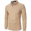 YCUEUST Cotton Reticolo Polo Uomo Manica Lunga Basic Golf Casual T-Shirt Cachi XL