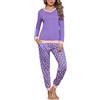 Irdcomps Pigiama Donna Invernale Cotone Pigiami da Donna Invernali Lungo Set Due Pezzi Pigiama da Notte Leggero Sleepwear Viola XL