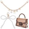 PLIGREAT 2 ciondoli da tasca con fiocco di perline portachiavi con fiocco a forma di cuore, collana dorata per borsa da donna, borsa per il trasporto, catena alla moda