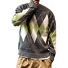 Generisch Maglione da uomo con motivo a rombi, stile retrò, elegante, comodo, casual, lavorato a maglia, grigio., XXL
