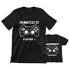 Incidiamo Coppia t-Shirt Magliette Padre Figlio Regalo Festa del papà Personalizzabile Idea Regalo papà Neonato Divertenti Nato per tifare [Nome Squadra] con Mio Figlio papà