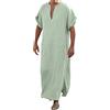 Generic Caftano Uomo Elegante Musulmano - Abiti Musulmani Uomini Musulmano Caftano Etnico Musulmano Caftano Abaya Caftano Abaya Mens Cotone Lino Crew Collo Abaya Thobe Marocchino Afghano Abbigliamento Arabo