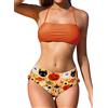SHEKINI - Set bikini da donna con nodo sul retro, costume da bagno, top a fascia imbottito e senza spalline, slip con controllo del ventre, costume da bagno in due pezzi, M