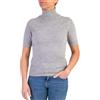 Marenza Collo Alto Donna Manica Corta Misto Cashmere Seta Made in Italy Maglione Pullover Maglia Mezza Manica Lana Merino Cachemire Maglioncino Beige Grigio Regalo Abbigliamento