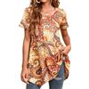 Enmain Magliette Donna 3/4 Maniche Lunghe Tunica Bluse Elegante Stampata Casual Maglietta Lunga Collo Rotondo T-Shirt