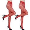 HaiFafafaing 2 collant a vita alta in pizzo da donna, leggings a rete floreale, collant elasticizzati, colore rosso, taglia unica